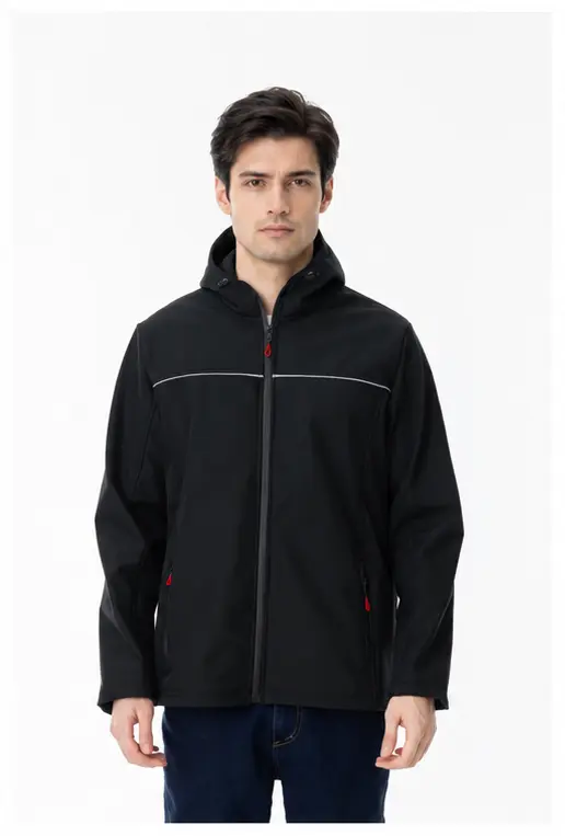 Kapüşonlu softshell iş montu ve personel dış giyim modeli