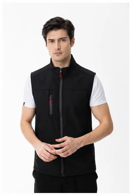 Fermuarlı softshell personel yeleği kurumsal giyim modeli