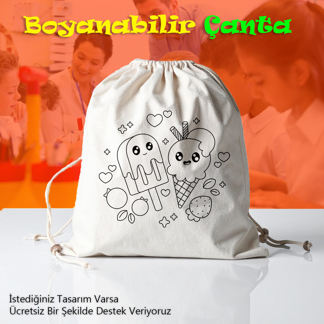 Boyanabilir Büzgülü Bez Çantalar