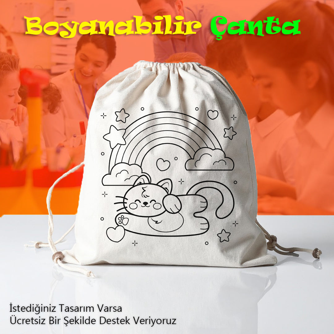 Boyanabilir Büzgülü Bez Çantalar